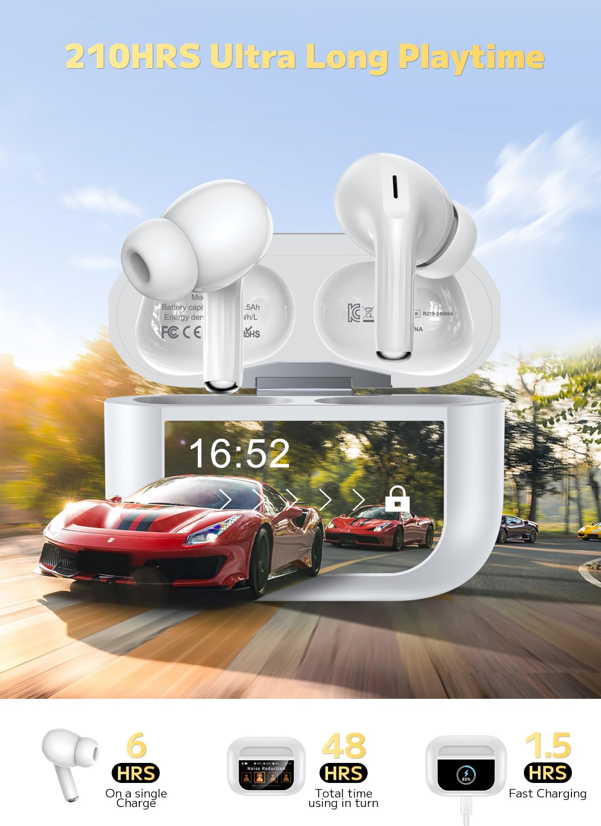 Wireless Earbuds, Smart Touchscreen Ear Buds, ANC Headphones, Bluetooth 5.4 (additional view 1)