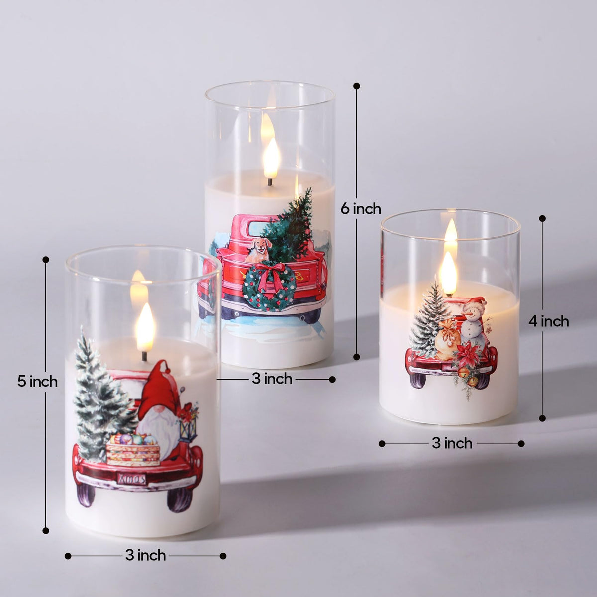 Eywamage Glass Flameless Candles with Remote - Red Truck view 1