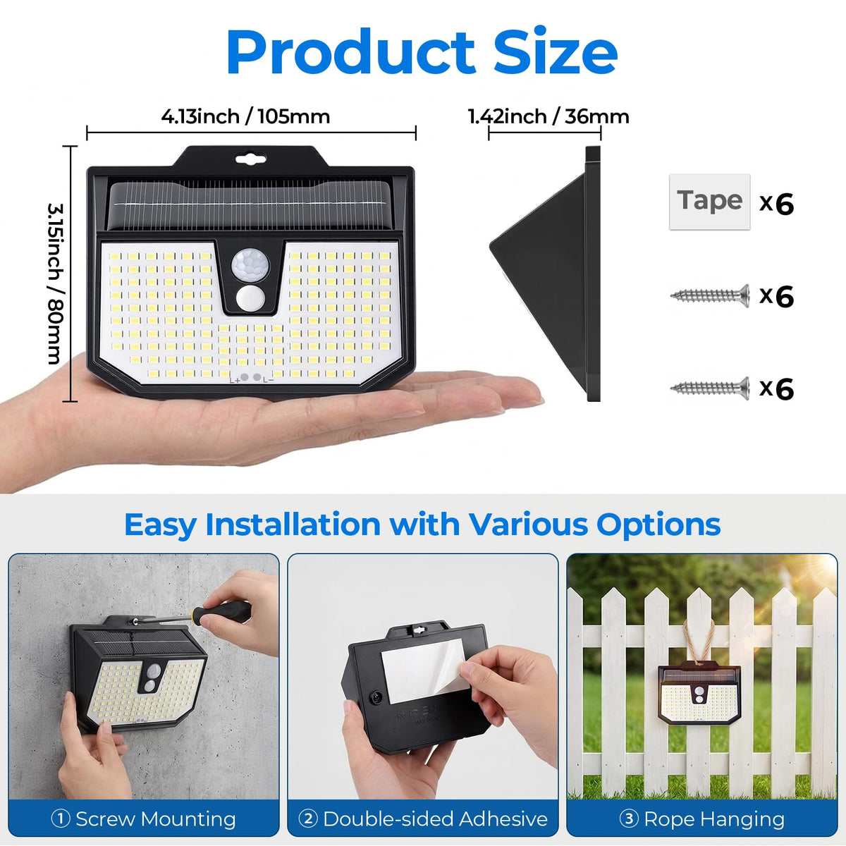 Brightever 20 Packs Solar Motion Sensor Lights Outdoor Waterproof, Solar Powered Fence (additional view 3)