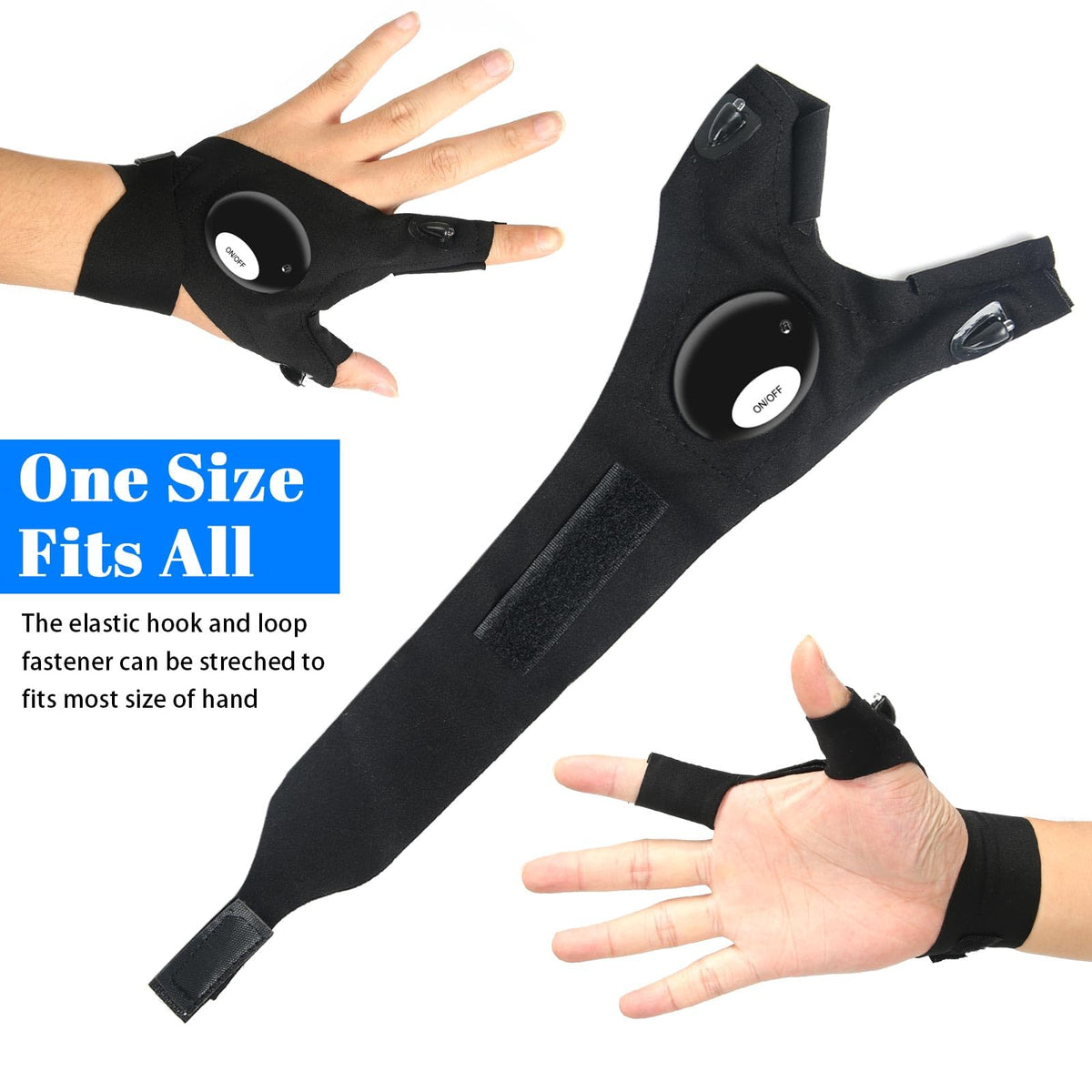 MOIPEJO LED Flashlight Gloves - Black view 5