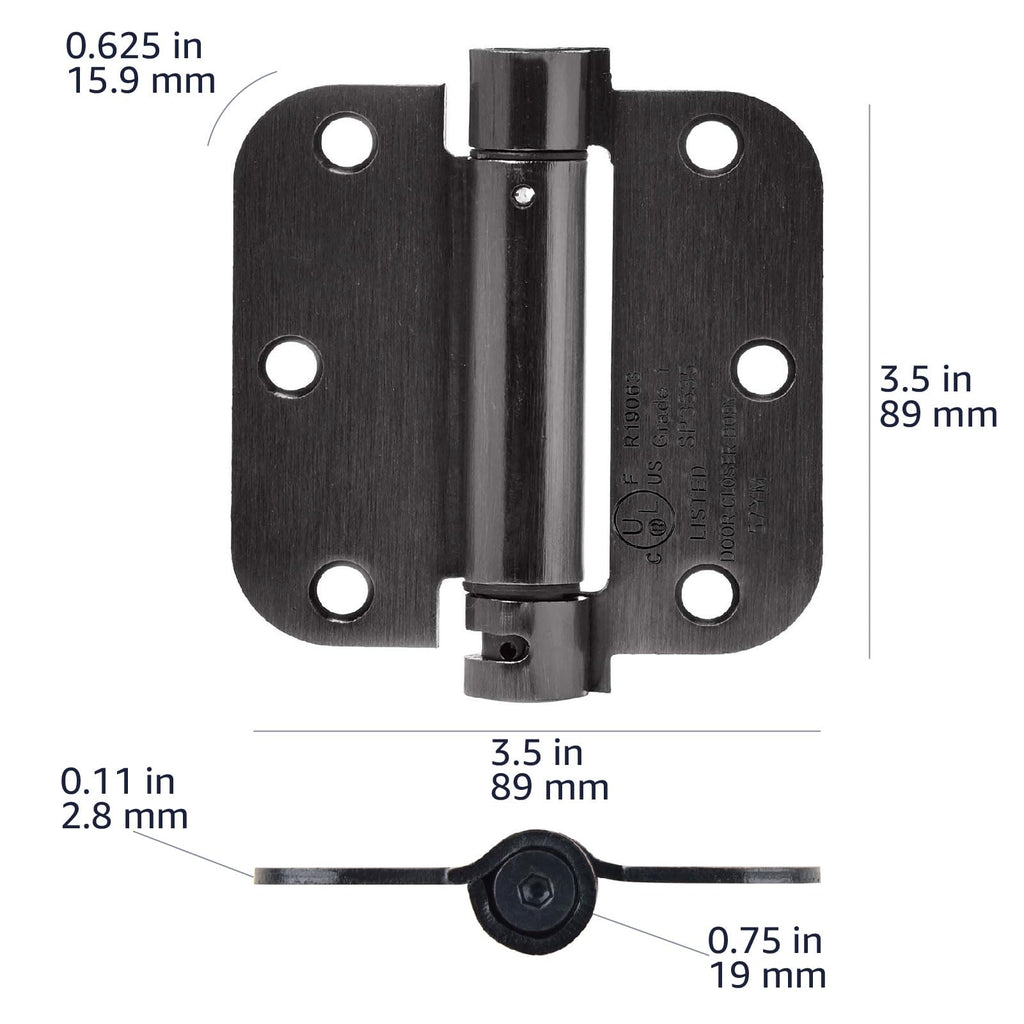 Amazon Basics Self-Closing Door Hinge, 3.5 Inch x 3.5 Inch