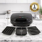 OVENTE Electric Sandwich, Panini and Waffle Maker Set, Black GPI202B (additional view 4)