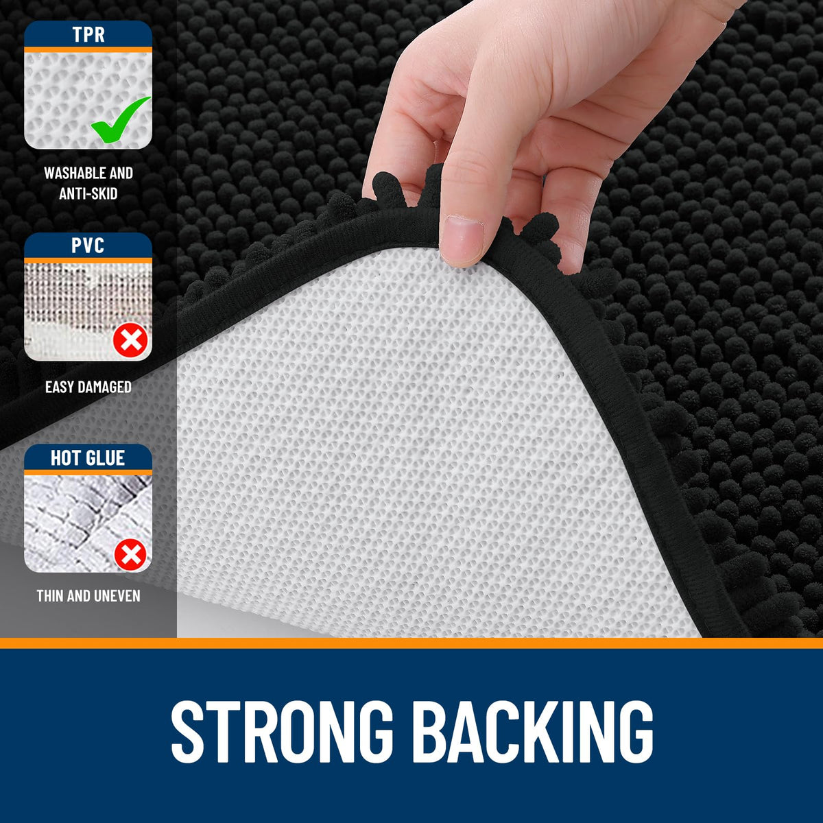 OLANLY Bathroom Runner Rugs 47x20, Extra Soft Absorbent Chenille Bath Rugs (additional view 5)