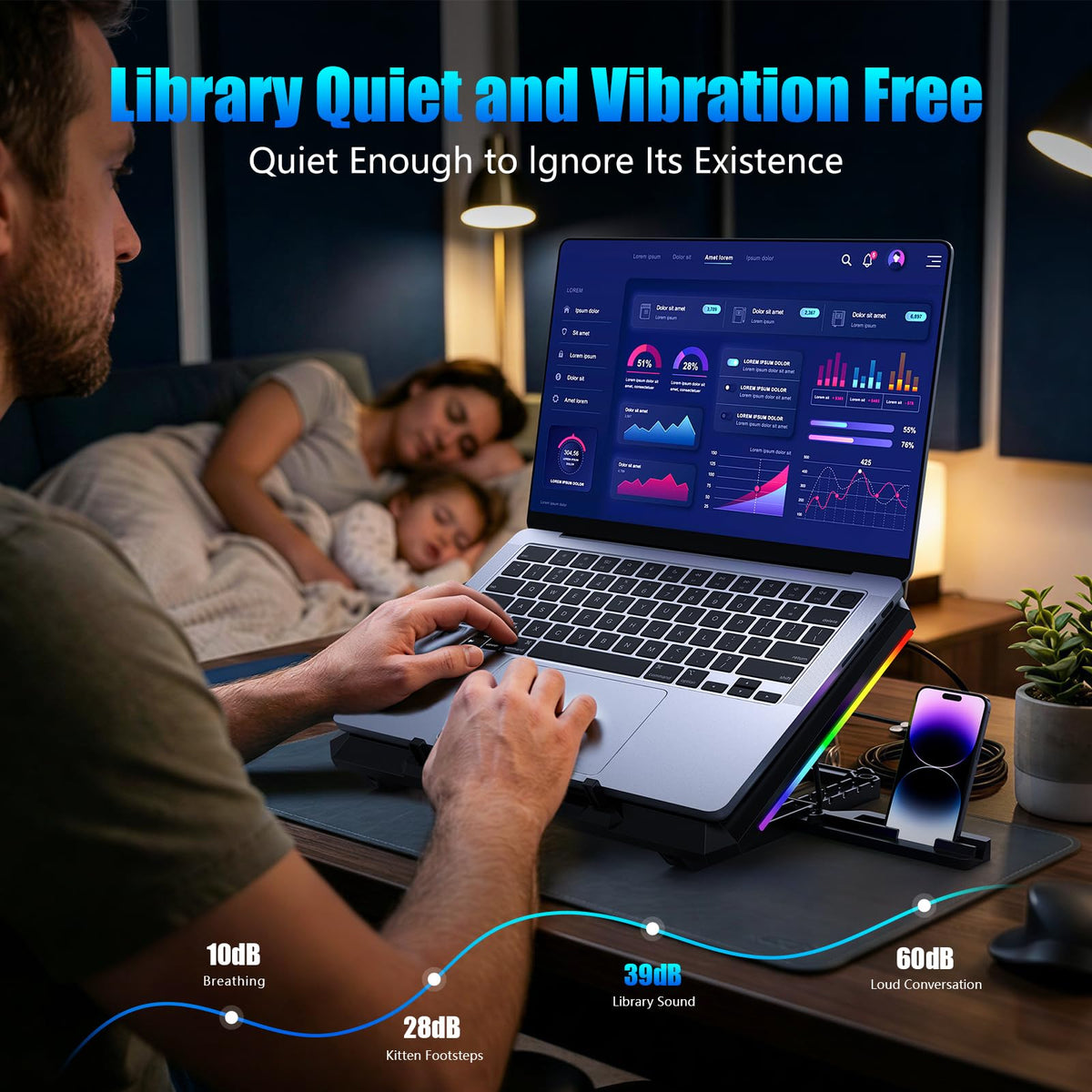 Trullypine Laptop Cooling Pad - 12Fan-LCD view 3