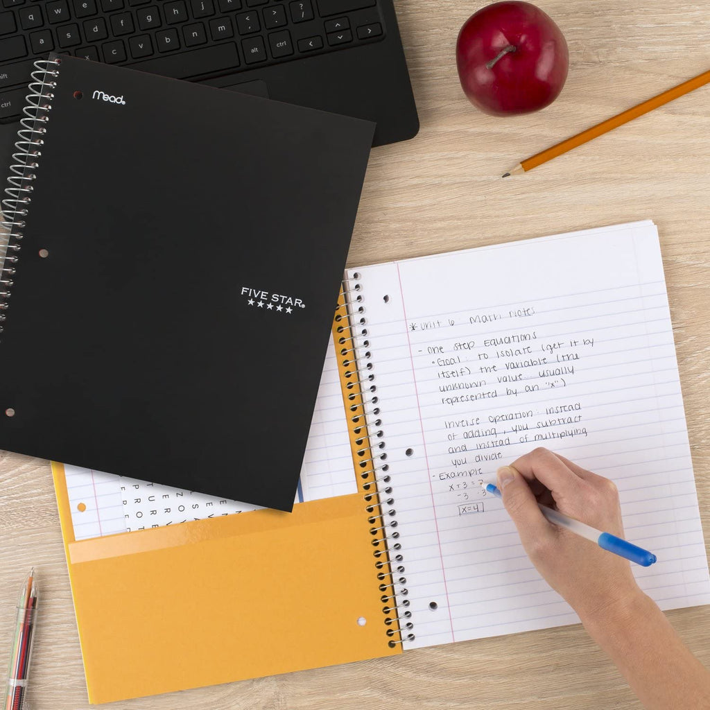 Five Star Spiral Notebook + Study App, 5 Subject, College Ruled Paper, 8-1/2" x 11", 200 Sheets, Fights Ink Bleed, Water Resistant Cover