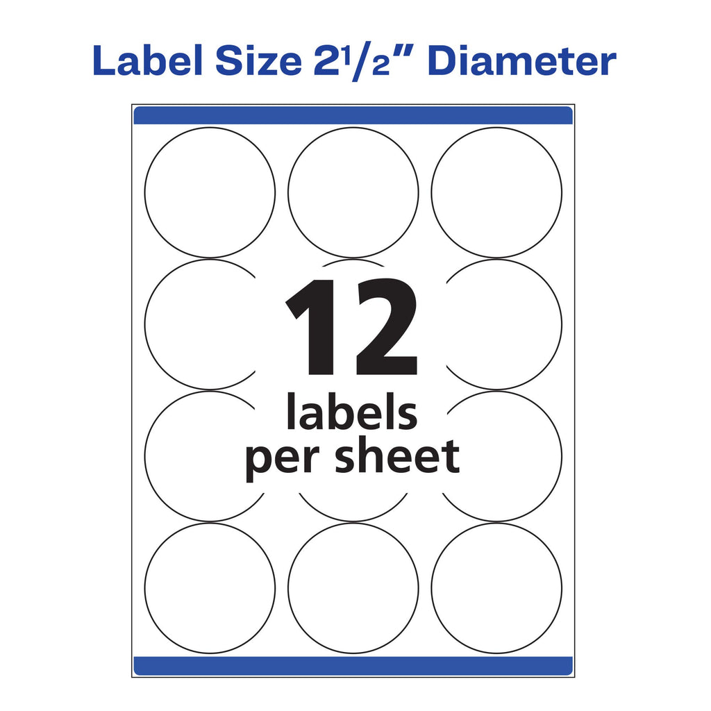 Printable Round Labels, Sure Feed® Technology, 2.5" Diameter, White, Laser - 300 labels view 6