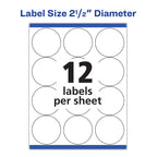 Printable Round Labels, Sure Feed® Technology, 2.5" Diameter, White, Laser - 300 labels view 6