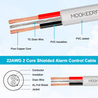 MOOKEERF 22/2 Shielded Wire 200FT 22AWG 2 Conductor Shielded Plenum Cable White CL3P Jacket Alarm Control Cable for Low