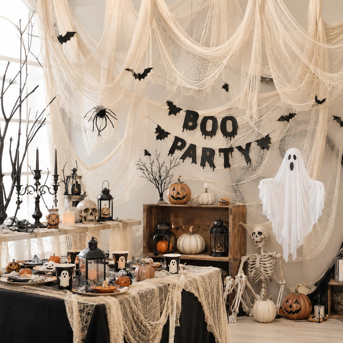 Qtisky Halloween Gauze Creepy Cloth