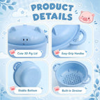Romooa 45oz Cute Pig Ramen Bowl Set Microwavable