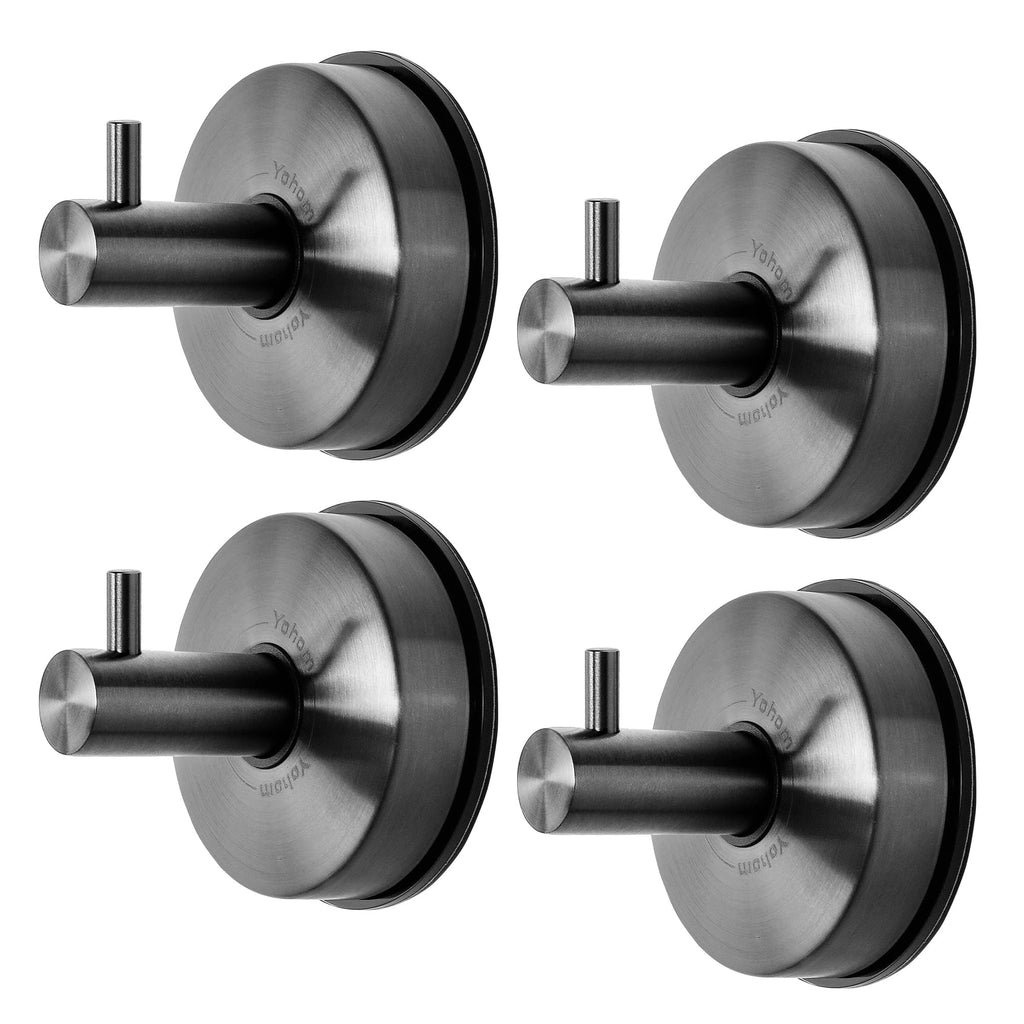 YOHOM Suction Cup Hooks - 4 Brushed Black