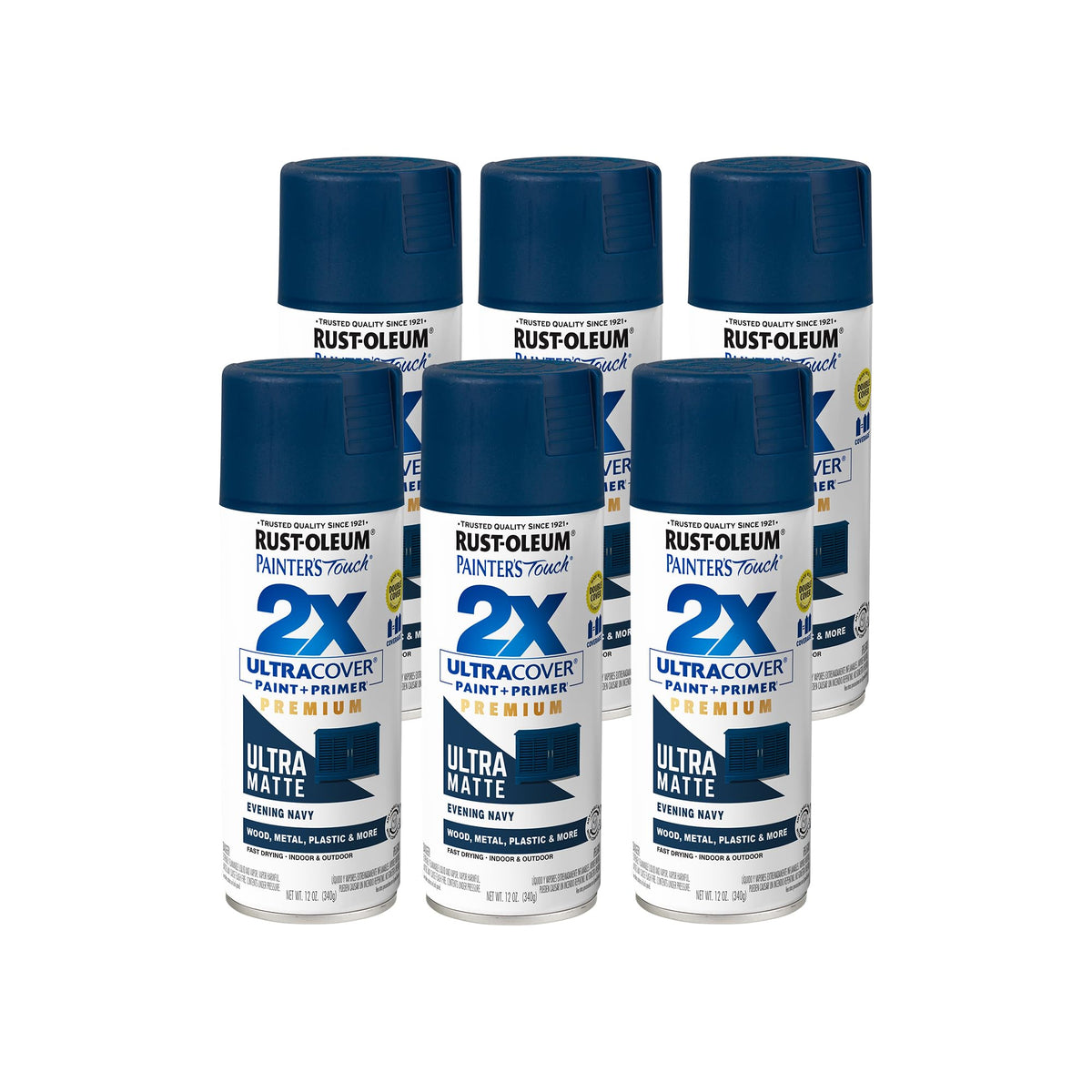 Rust-Oleum Painter's Touch 2X Ultra Cover Spray Paint, Evening – Navy (331183-6PK) (Pack of 6)