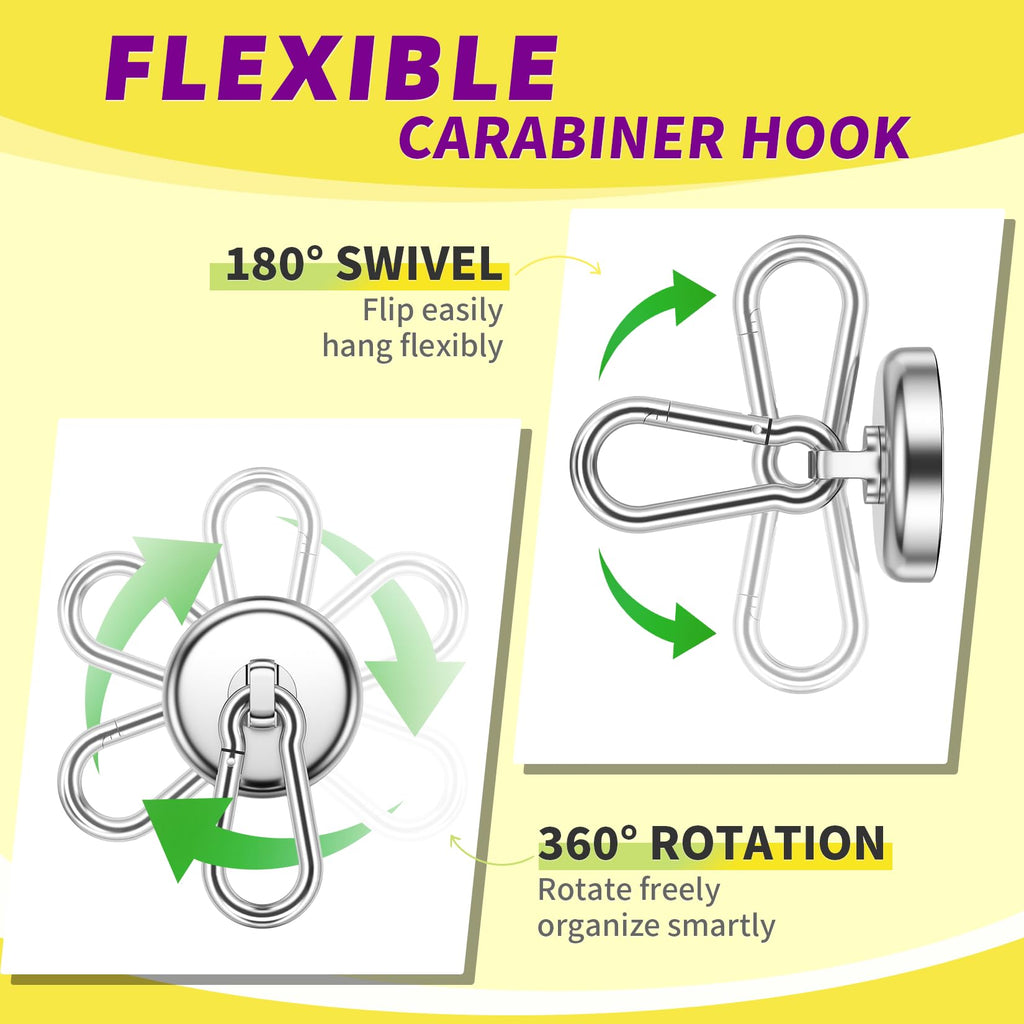 Niuknow Magnetic Hooks with Swivel Carabiner - Silver / 1.42 in view 5