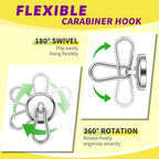 Niuknow Magnetic Hooks with Swivel Carabiner - Silver / 1.42 in view 5