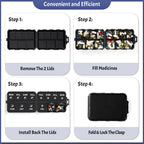 Foldable Portable 7 Day Pill Organizer 2 Times a Day, AM PM Weekly Pill Box
