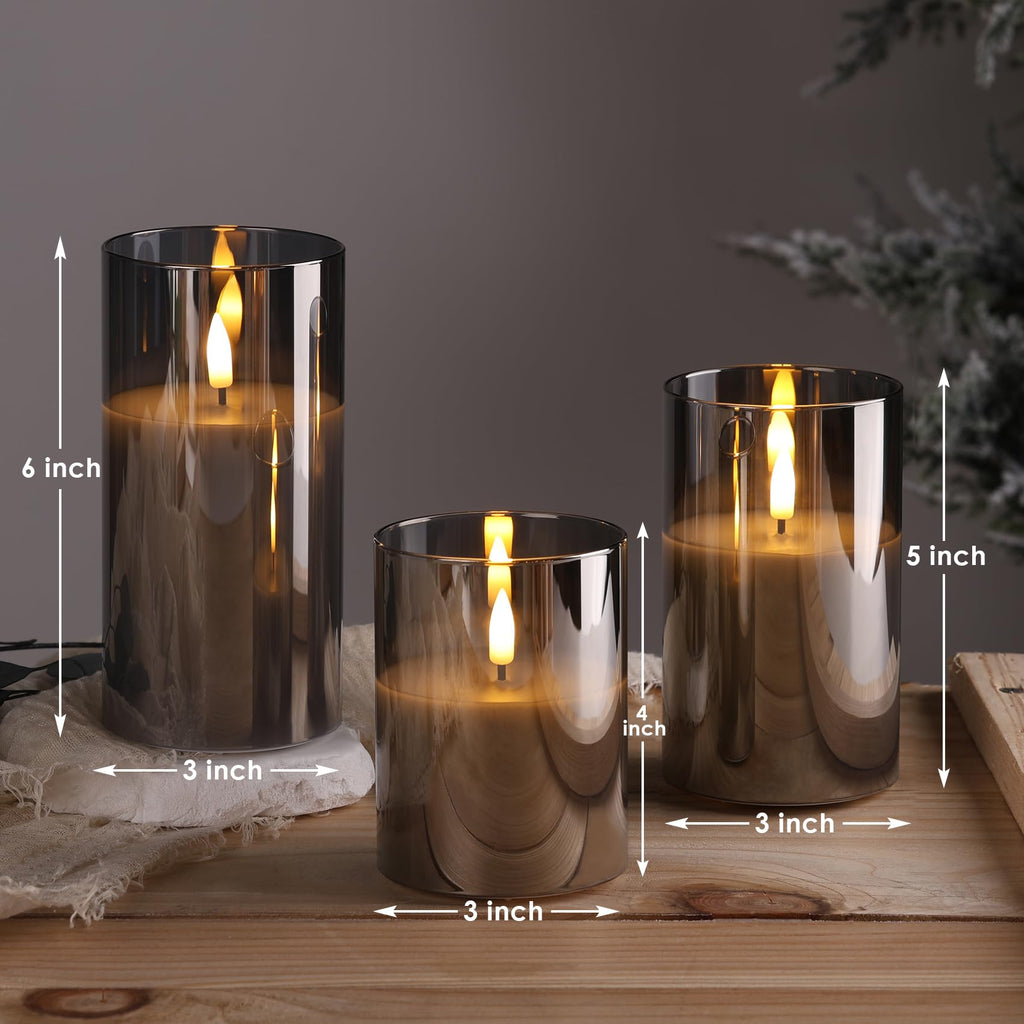 Eywamage Glass Flameless Candles with Remote - Gray view 1
