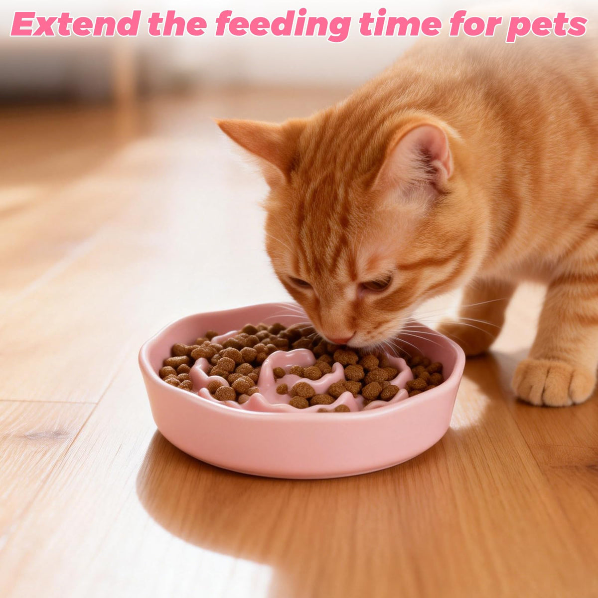 Ghligna 4Pcs Ceramic Cat Slow Food Feeder, 6 Inch Slow Feeder for Small Dogs, Cat Food (additional view 5)