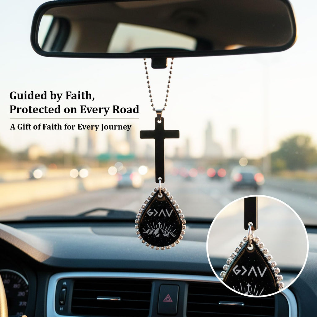 Cross for Car Mirror Hanging Christian Gifts for Men