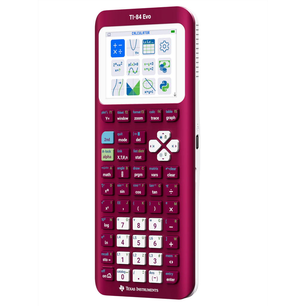 TI-84 Evo Graphing Calculator Texas Instruments, Raspberry (84EVO/FC/1L1/A8)