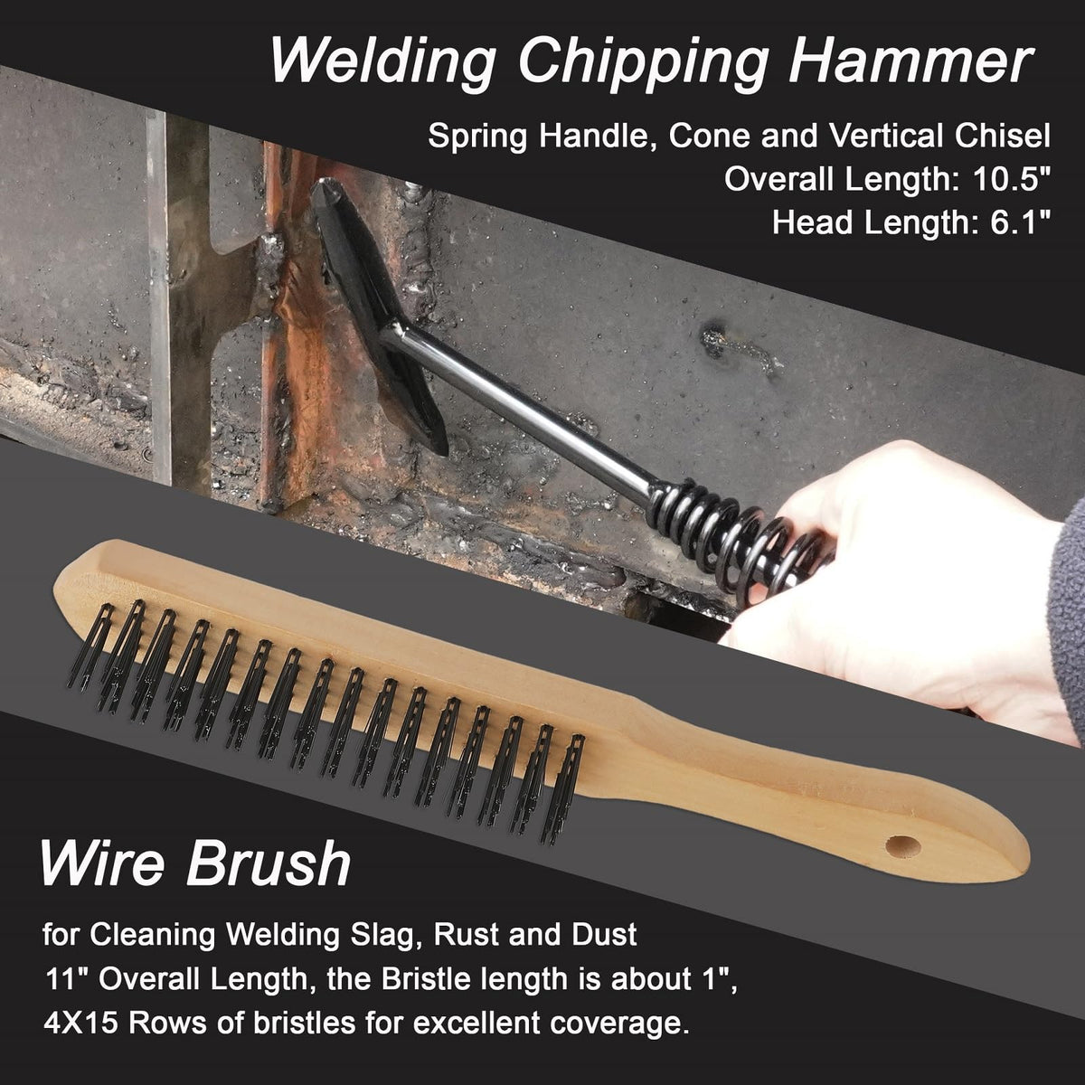 VASTOOLS MIG Welding Tools,8sets,Chipping Hammer,Leather Welding Gloves 13.5",Soapstone (additional view 1)