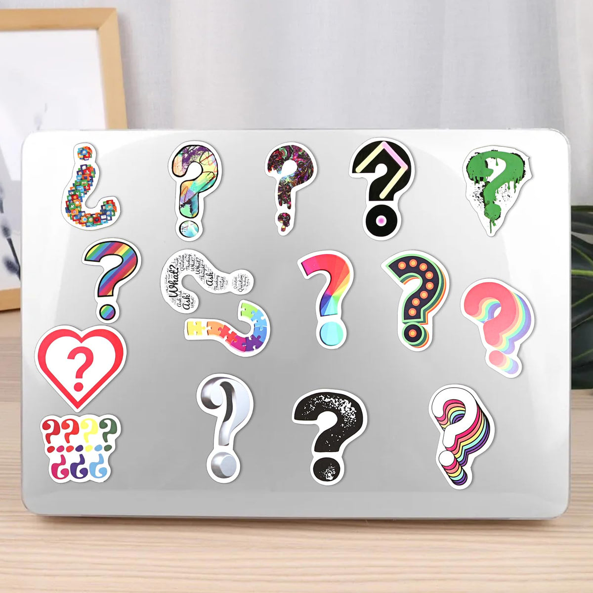 GEEHUA 120pcs Question Mark Stickers, Question Mark Waterproof Self Adhesive Vinyl Stickers for Question Marks Decal (Pack of 120)