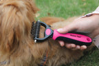 Maxpower Planet Pet Grooming Brush - Double Sided Undercoat Rake for Dogs & Cats, Extra Wide Brush to Reduce Shedding