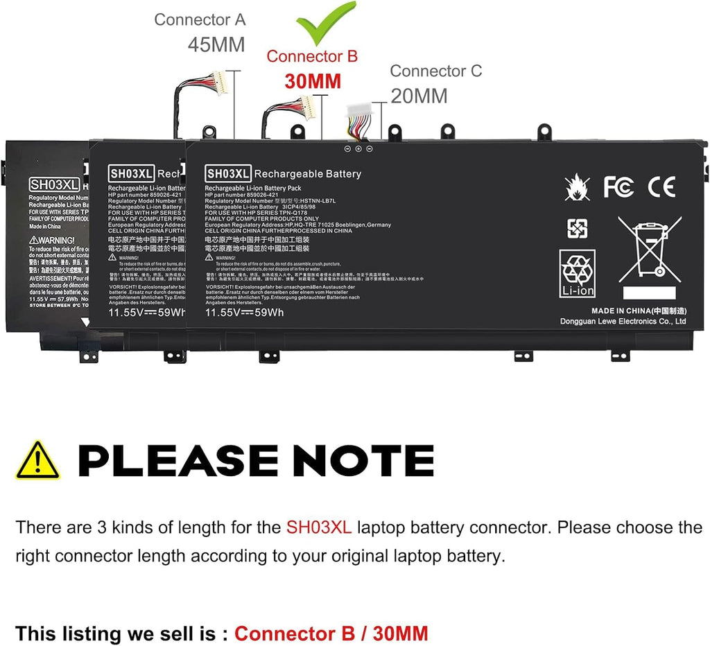 TREE.NB Laptop Battery Replacement - 10.43x4.33x0.15inch SH03XL view 6