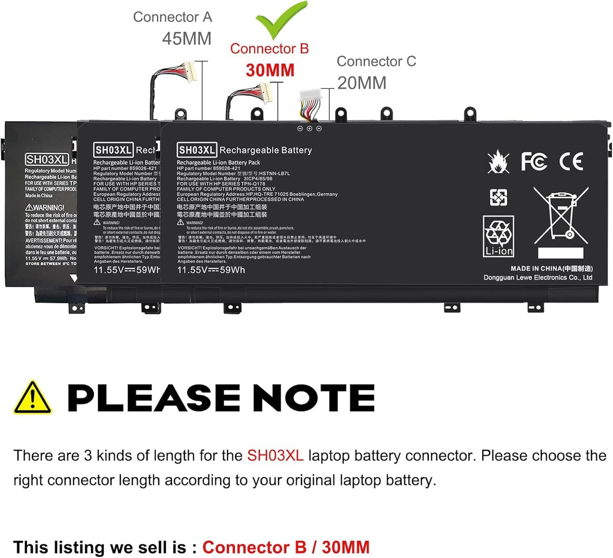 TREE.NB Laptop Battery Replacement - 10.43x4.33x0.15inch SH03XL view 6