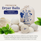 Handy Laundry Wool Dryer Balls 12-Pack, Reusable Natural Fabric Softener (5451)