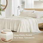 Comfort Spaces 100% Cotton Percale Sheets Twin XL Sheet Set 3 Pcs, Ivory (AM20-0602)