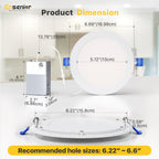 Ensenior 12 Pack 6 Inch LED Recessed Ceiling Light, 5CCT, 1200LM 12W 120V (Vecot)