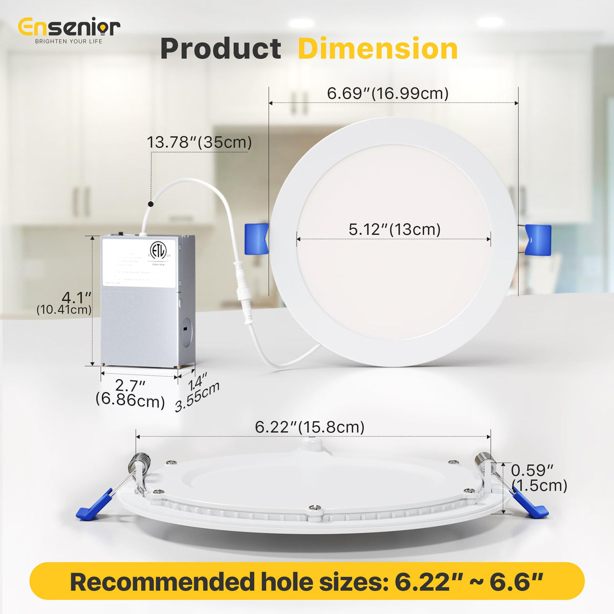 Ensenior 12 Pack 6 Inch LED Recessed Ceiling Light, 5CCT, 1200LM 12W 120V (Vecot)