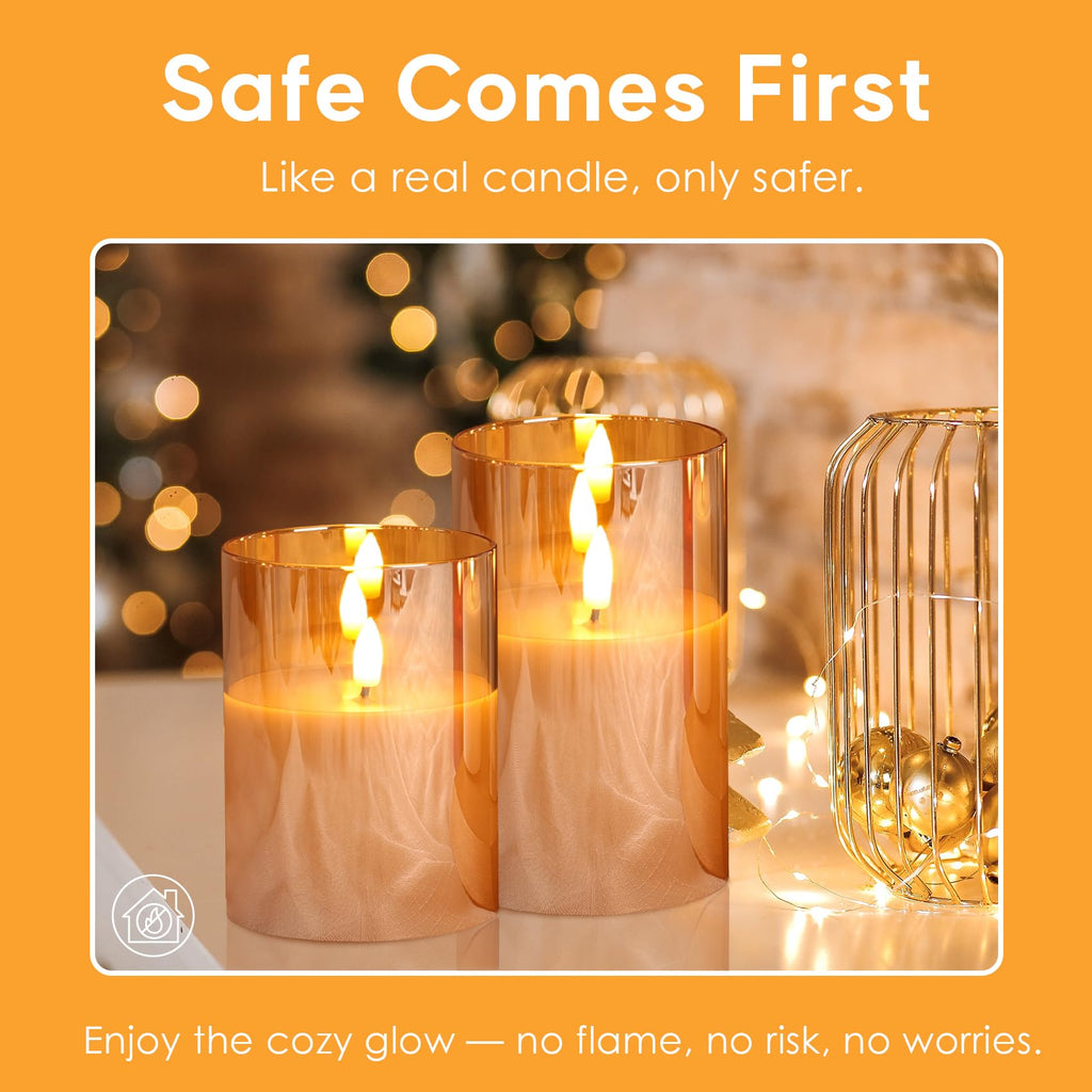 Eywamage Glass Flameless Candles with Remote - Gold view 6