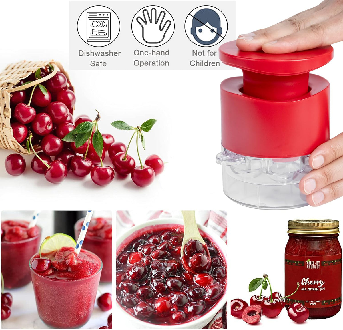 Cherry Pitter Tool Pit Remover - Burgundy view 3