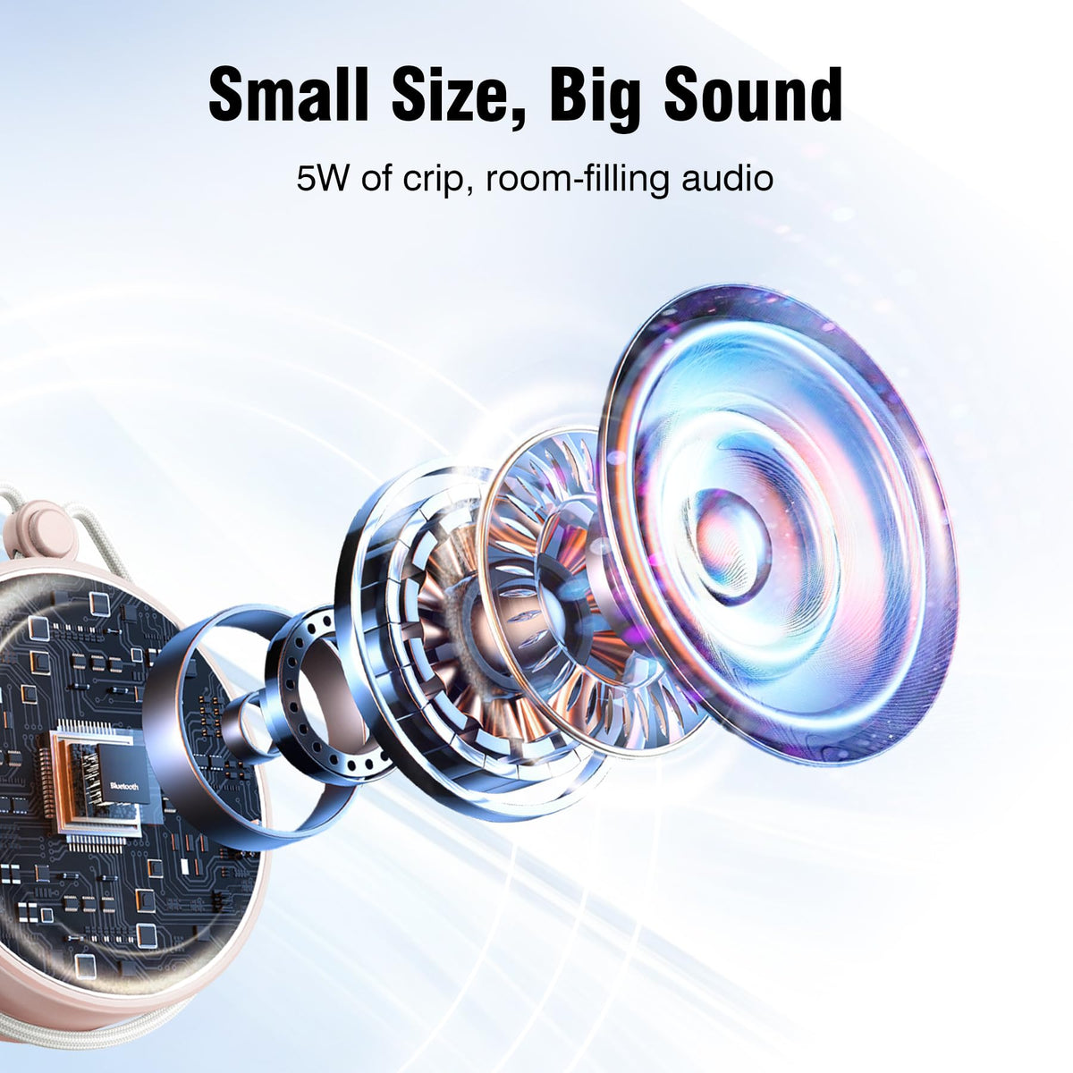 INSMY C12 IP67 Waterproof Shower Bluetooth Speakers,Portable Small Speaker - Cashmere Pink view 4