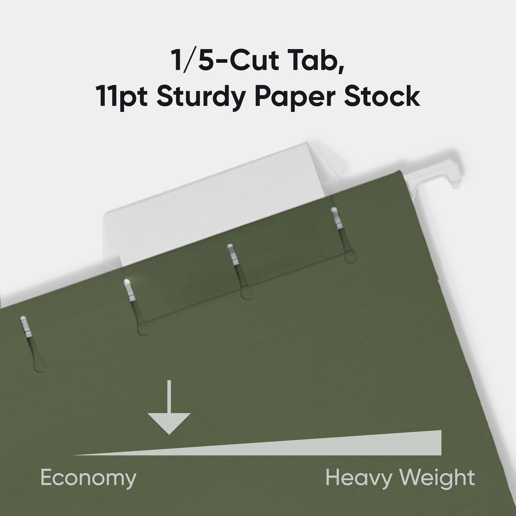 Smead Hanging File Folder, 1/5-Cut Adjustable Tab, Letter Size, Standard Green, Hanging (additional view 3)