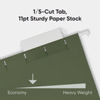 Smead Hanging File Folder, 1/5-Cut Adjustable Tab, Letter Size, Standard Green, Hanging (additional view 3)