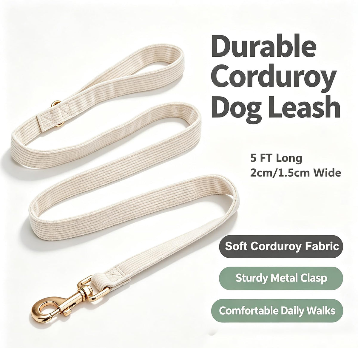 YUDOTE Corduroy Dog Collar and Leash Set - view 14
