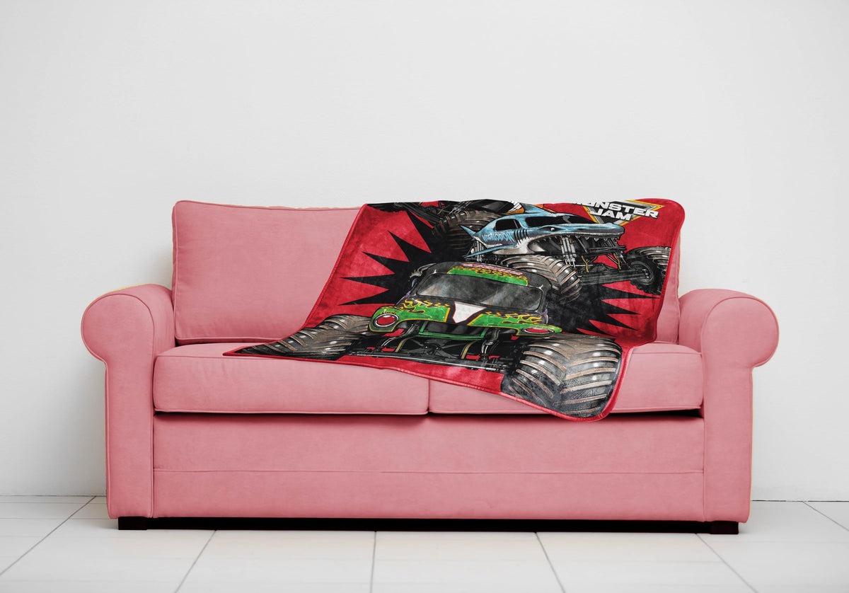 Jay Franco Kids Plush Throw Blanket - Red - Monster Jam / 40x50 - Travel Blanket view 2