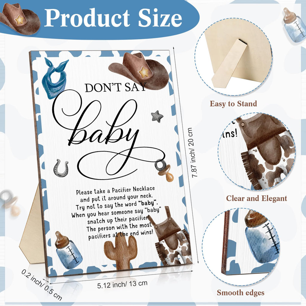 Geetery 51 Pcs Baby Shower Game Pacifier Necklace - Blue / Cowboy view 1