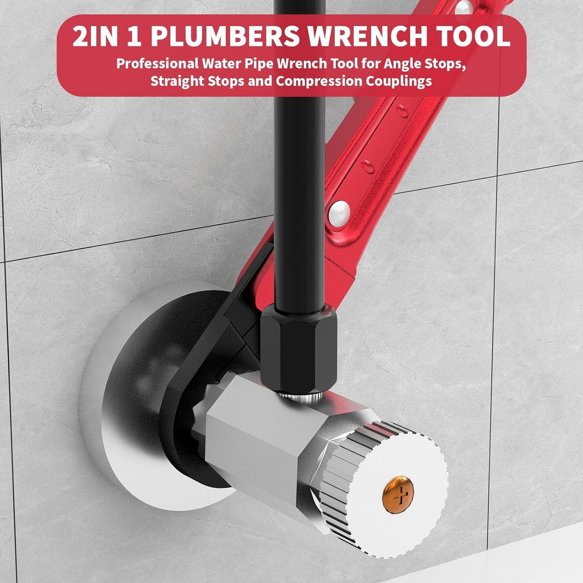 5Pcs Plumbing Tools Kit with Angle Stop Wrench & 1/2-Inch Compression Sleeve Puller (additional view 2)