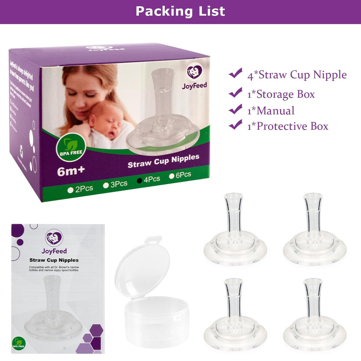 Sippy Straw Nipple for Dr. Brown's Narrow Baby Bottle & Glass Bottles and Narrow Sippy (additional view 5)