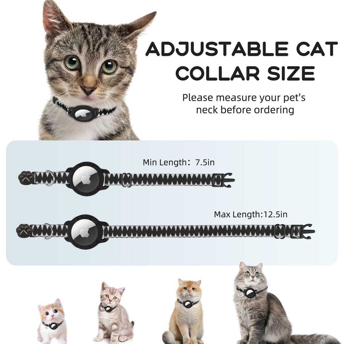 AirTag Cat Collars, Stretchy Collar