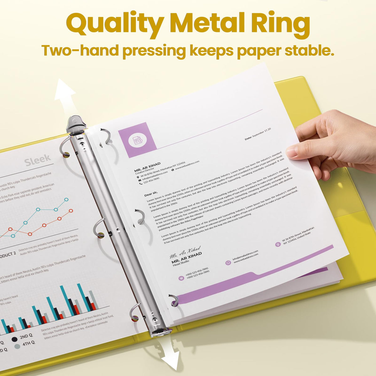 SUNEE 3 Ring Binder 2 Inch 1 Pack, Clear View Binder Three Ring PVC-Free (Fit 8.5x11 Inches) for School or Office