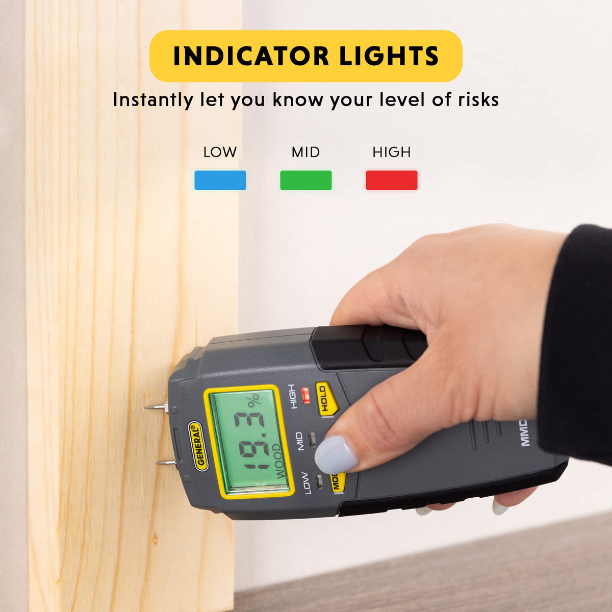 General Tools MMD4E Moisture Meter for Wood, Walls & Water Leak Detection