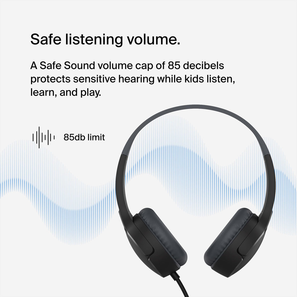 Belkin SoundForm Mini Kids Headphones - Black / Wired view 1