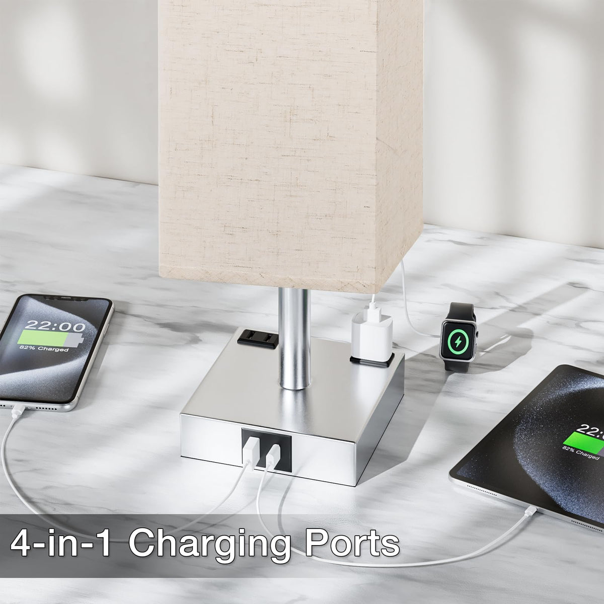 aooshine Bedside Table Lamp Touch Control - 1 Beige & Black / 14.0in view 3