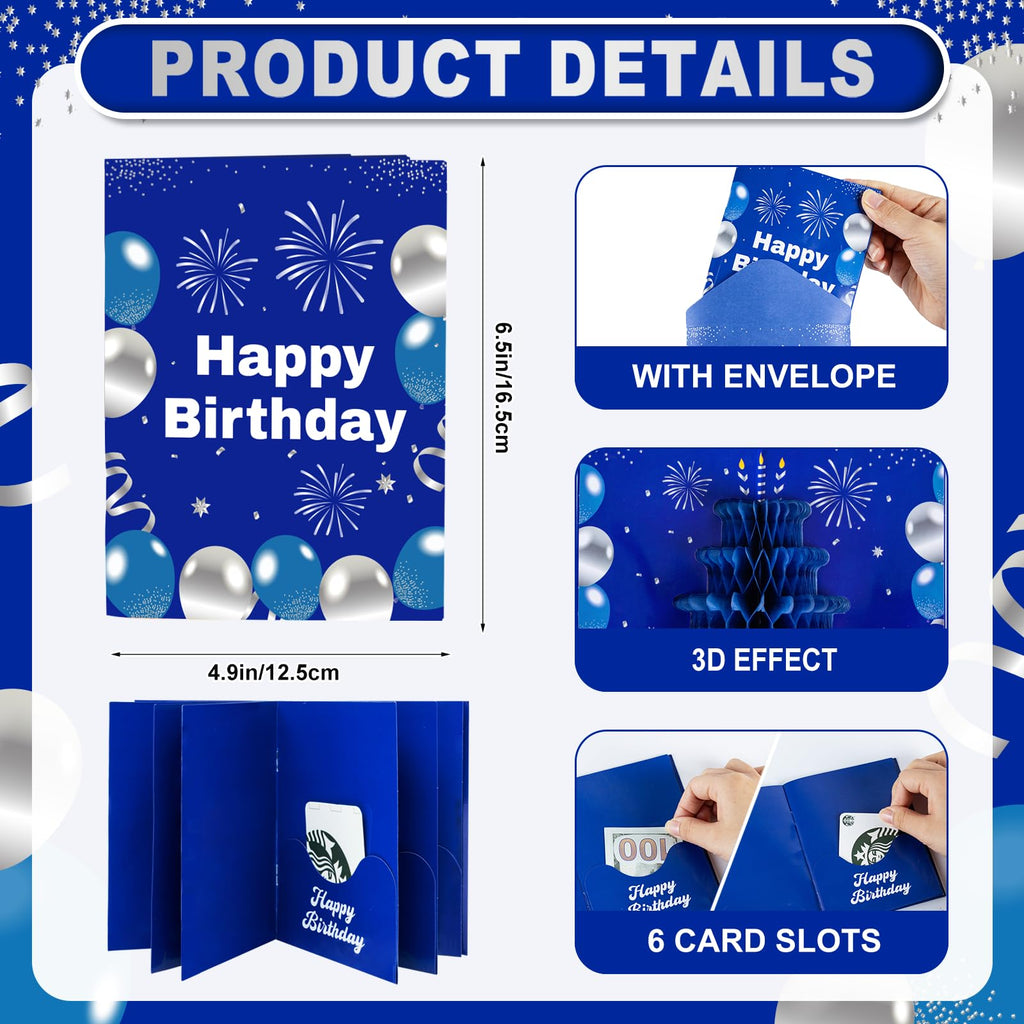 Marhpveua 6 Slots 3D Honeycomb Birthday Money Card Holder - Blue view 1