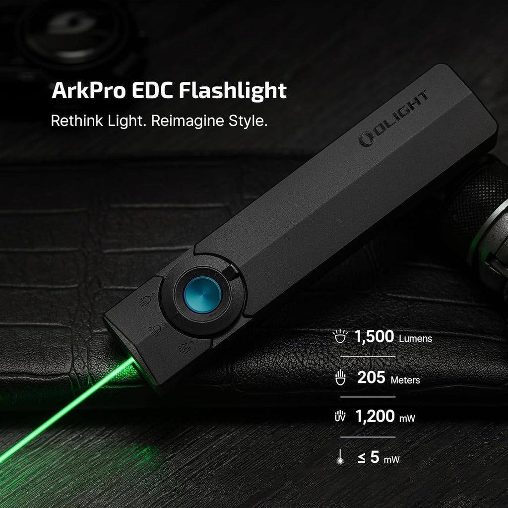 OLIGHT ArkPro EDC Flat Flashlight Rechargeable, Pocket Light, Black NW