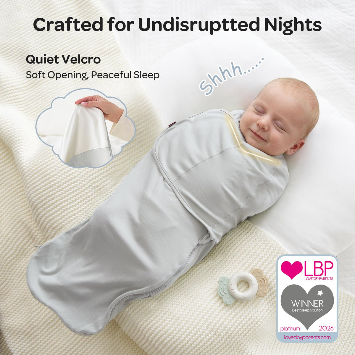 Momcozy Swaddles for Newborns, Quiet Fastener Swaddle for Infant 0-3 Months (Pack of 2)